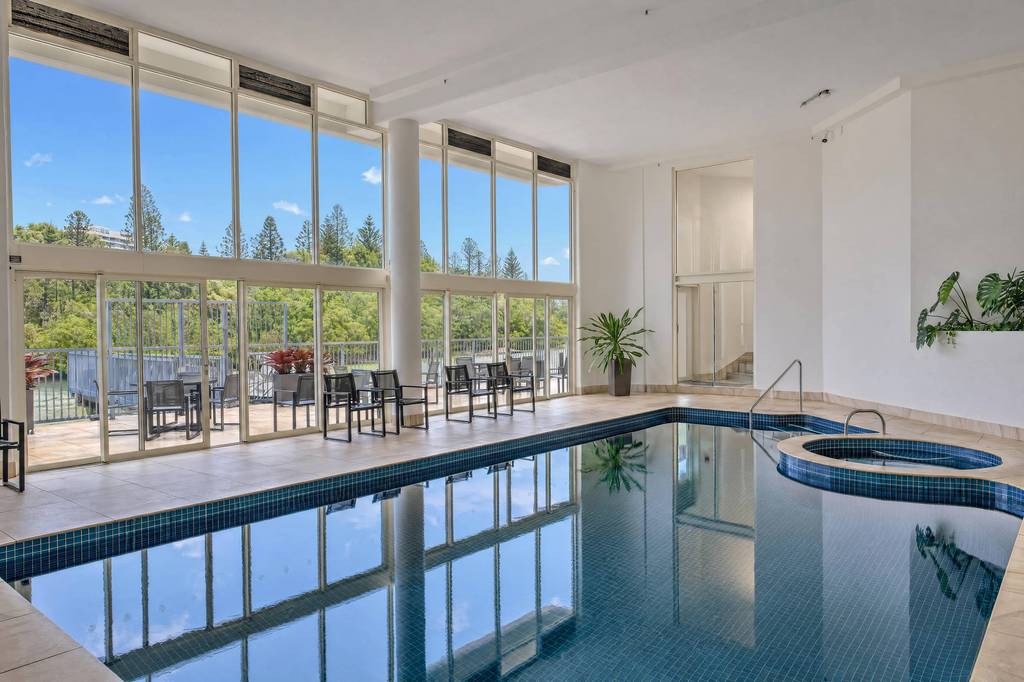 Indoor pool from the gardens