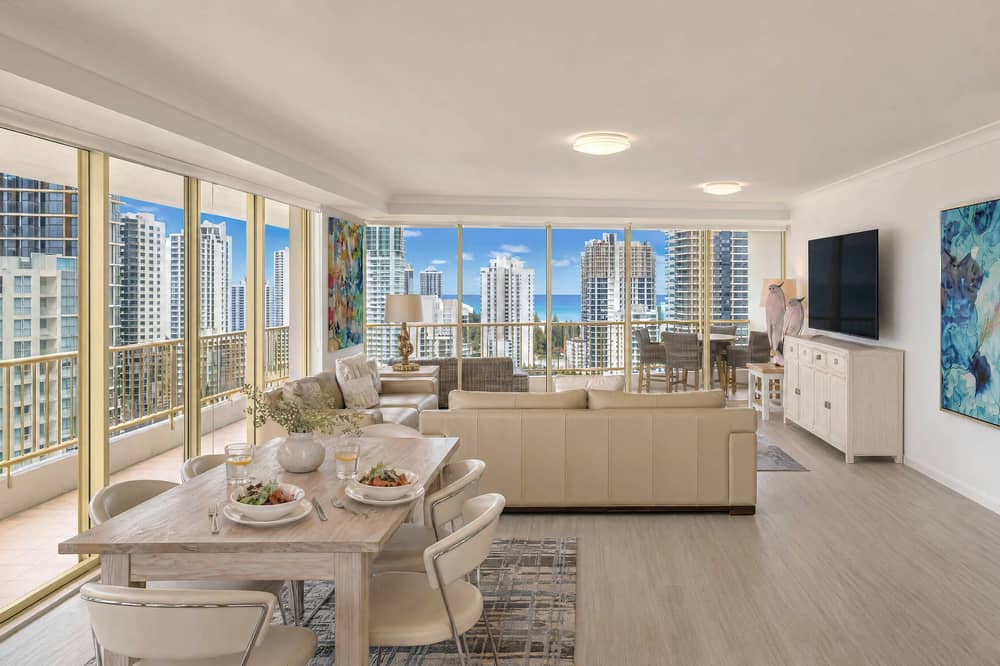 Apartment 201, lounge with full-width balcony